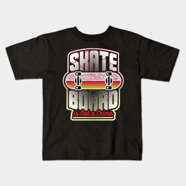 Skate Board Kids T-Shirt by Dojaja